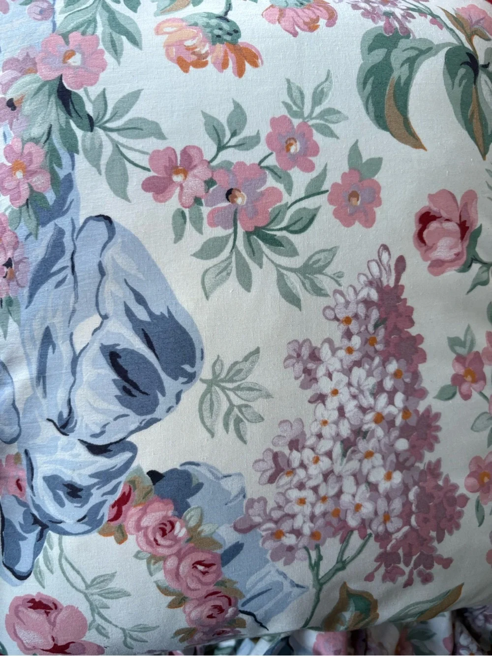Vintage Ralph Lauren Allison Pink & Blue Floral Ruffle Accent Pillow🌸🌸🌸